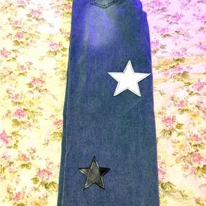 Blue Jeans with Star Patches/ Never Worn size Small/ 
Awesome Jeans